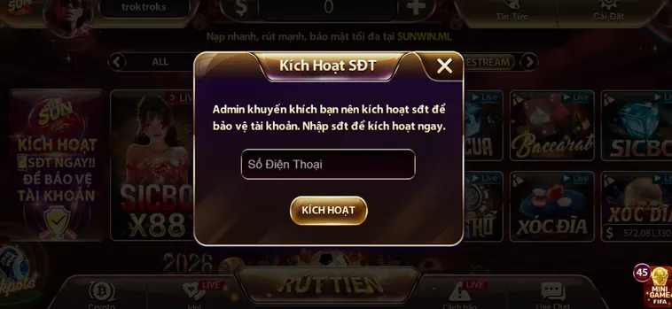 Kích hoạt bảo mật đa tầng - an toàn cho người chơi.
